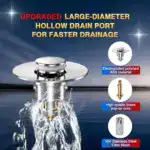 Stainless Steel Pop-Up Drain Filter – Removable Hair Catcher for Clog-Free Drains