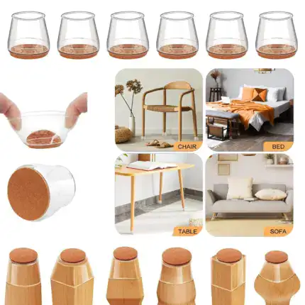 Transparent Chair Leg Floor Protector – Prevent Scratches & Reduce Noise on Wood & Tile Floors