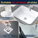 Stainless Steel Pop-Up Drain Filter – Removable Hair Catcher for Clog-Free Drains
