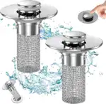 Stainless Steel Pop-Up Drain Filter – Removable Hair Catcher for Clog-Free Drains
